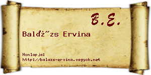 Balázs Ervina névjegykártya